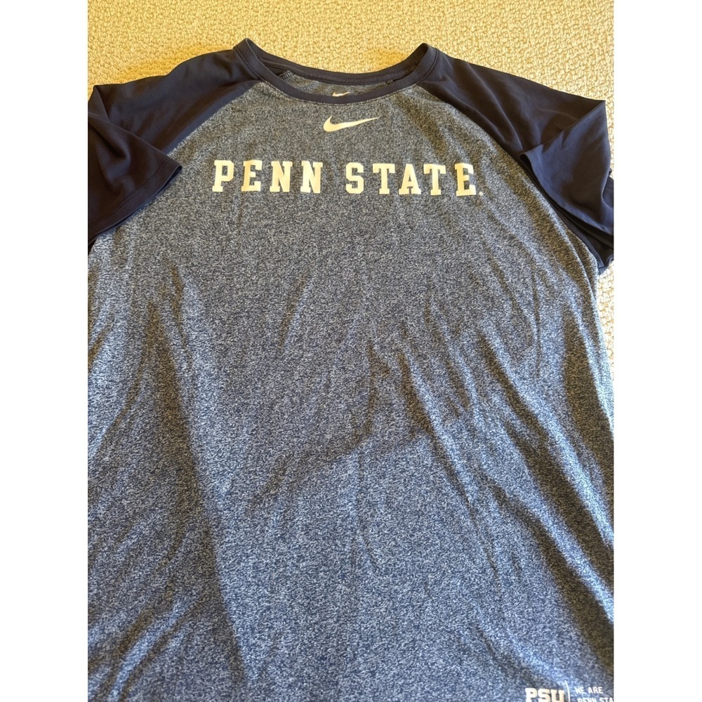 Nike Penn State University Nittany Lions Raglan‎ T-Shirt Heather Blue Navy L